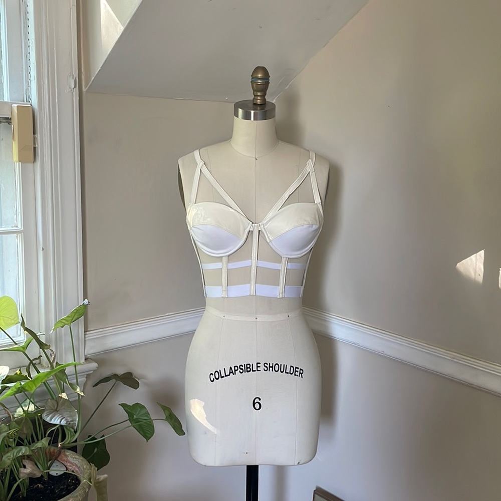 Chromat white patent leather bra bustier, leather, small, 32b, 32c, 34a, 34b